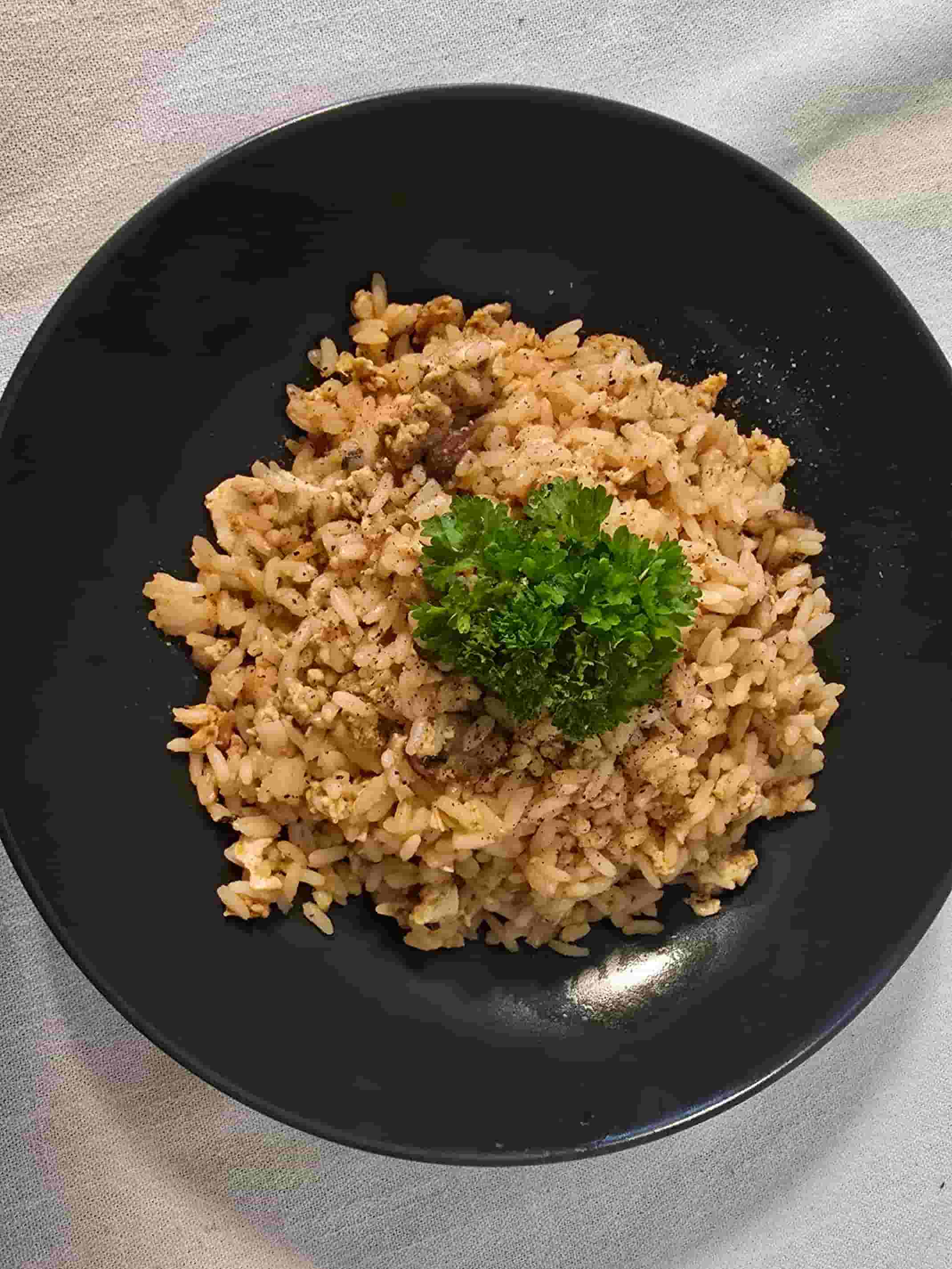 EGG RICE WITH MUSHROOMS Recipe Image