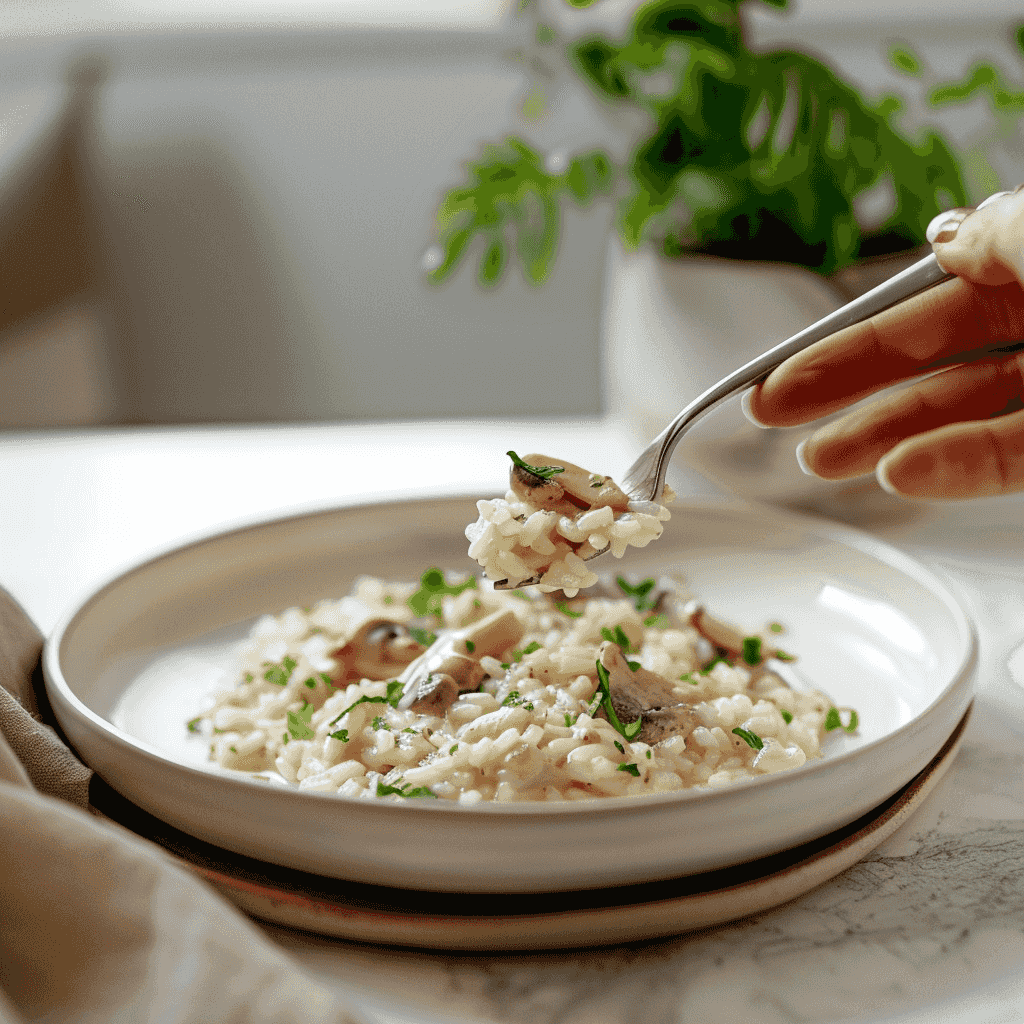 Risotto Cremoso de Champiñones Frescos: La Receta Italiana Infalible para una Delicia Gourmet Recipe Image