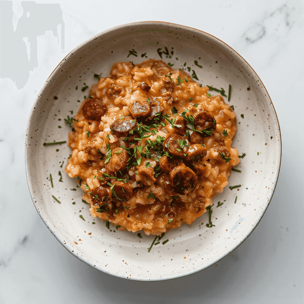 Creamy Chorizo Risotto: A Flavorful Fusion of Italy and Spain Recipe Image