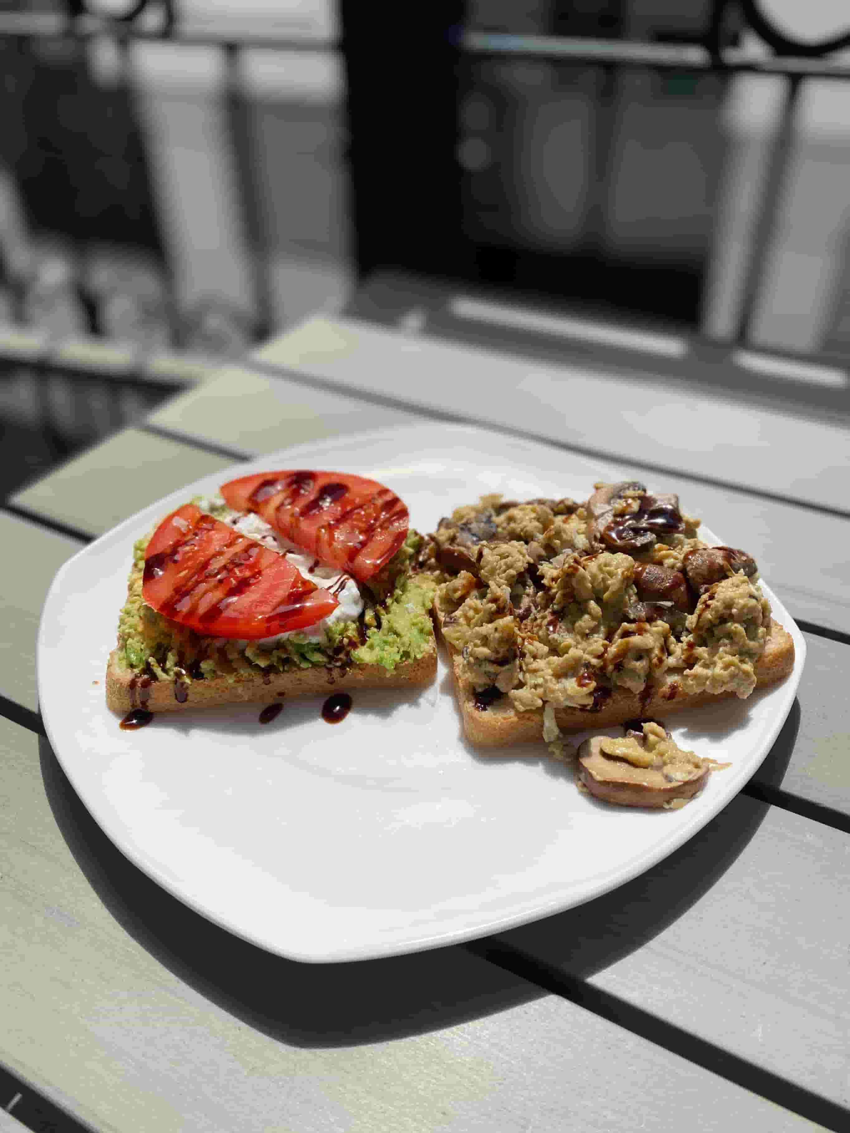 Avocado Toast with Scrambled Eggs and Mushrooms Recipe Image