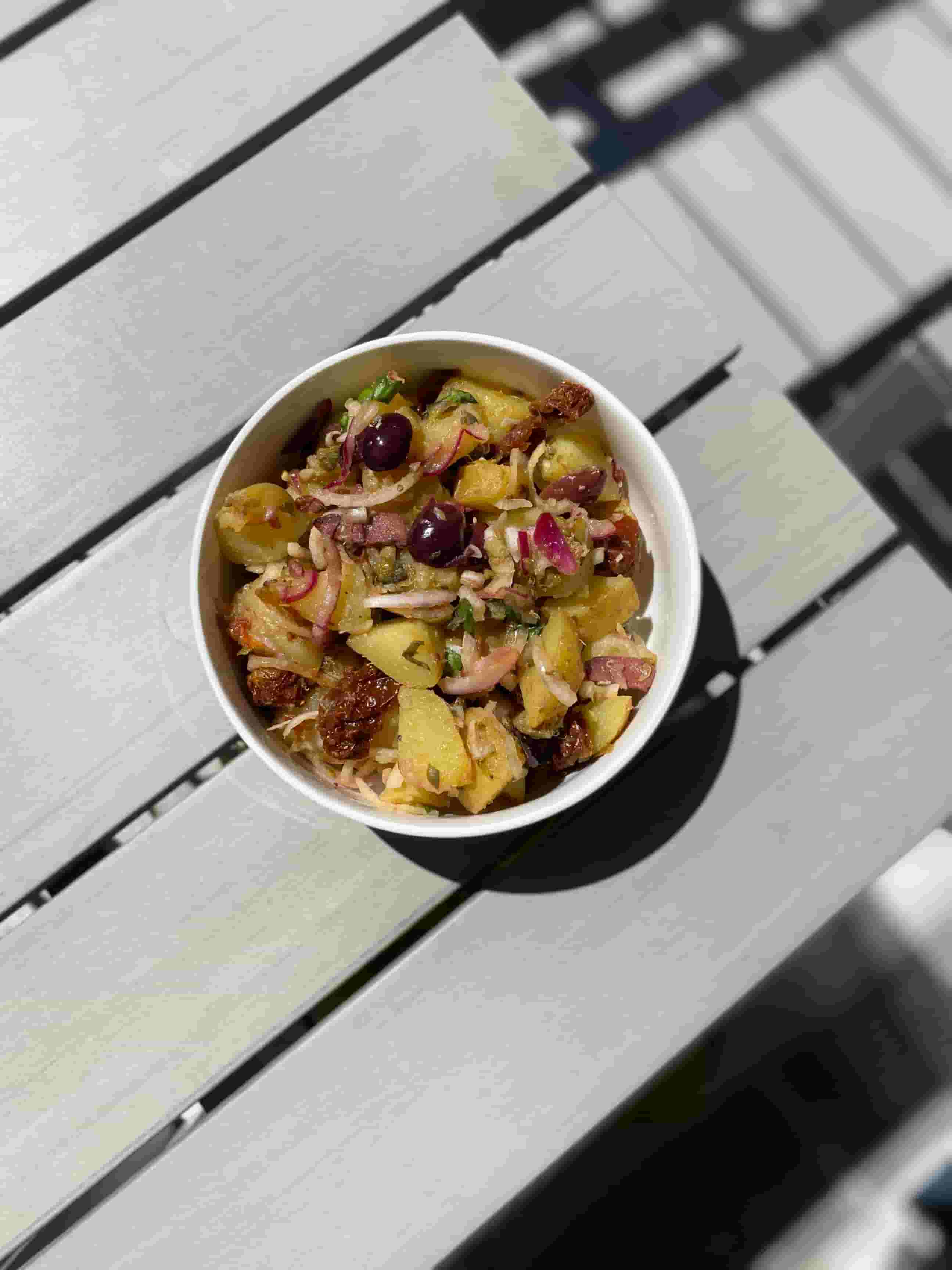 Mediterranean Potato Salad with Sun-Dried Tomatoes and Apricot Vinegar Recipe Image