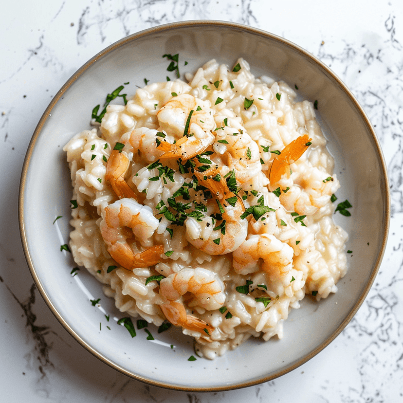 Recette Rocely de Risotto crémeux aux crevettes : une recette facile et gourmande en 25 minutes