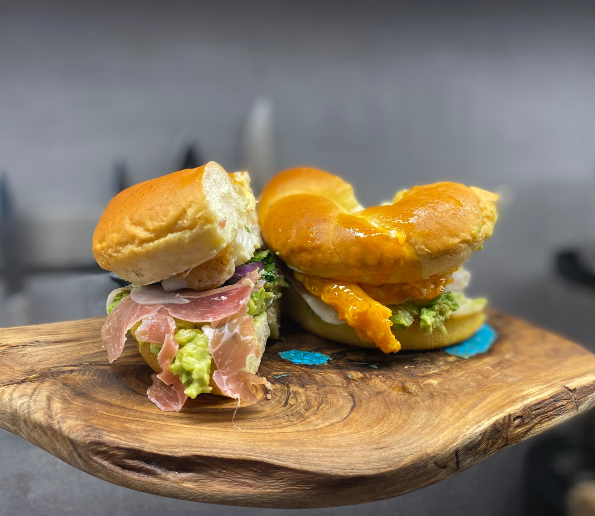 Image for Prosciutto Bagel with Avocado Mousse