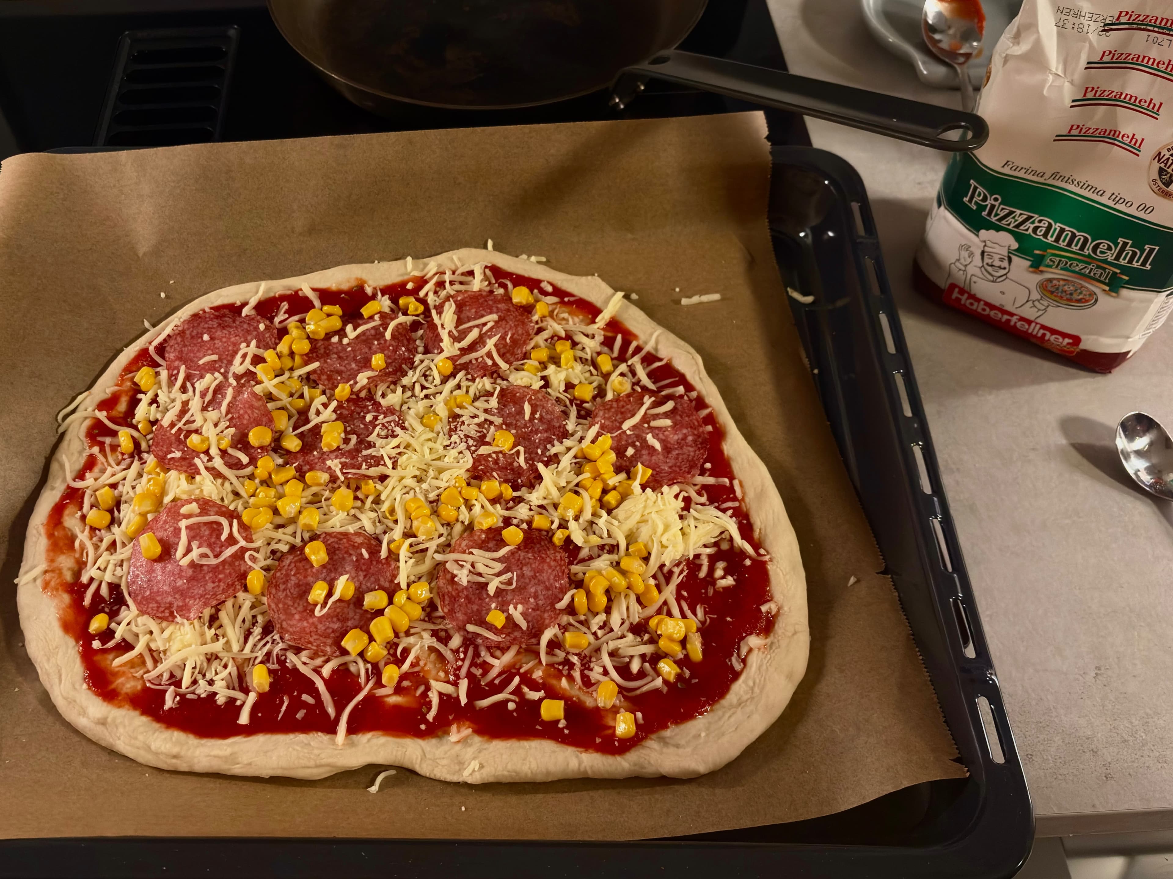 Selbstgemachte Pizza aus dem Backofen Recipe Image