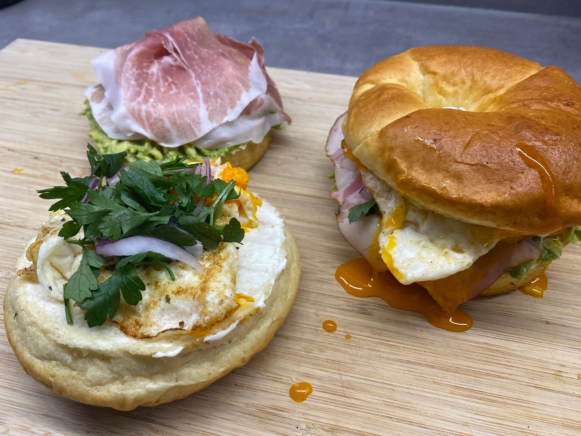 Image for Prosciutto Bagel with Avocado Mousse