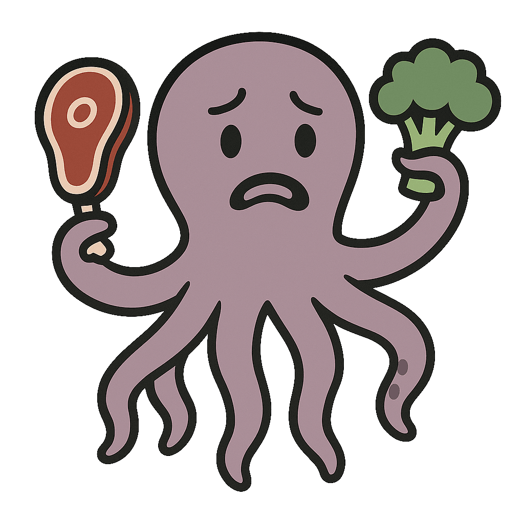 Rocely MealMatcher Hero Image with its Octopus Mascot watching his body