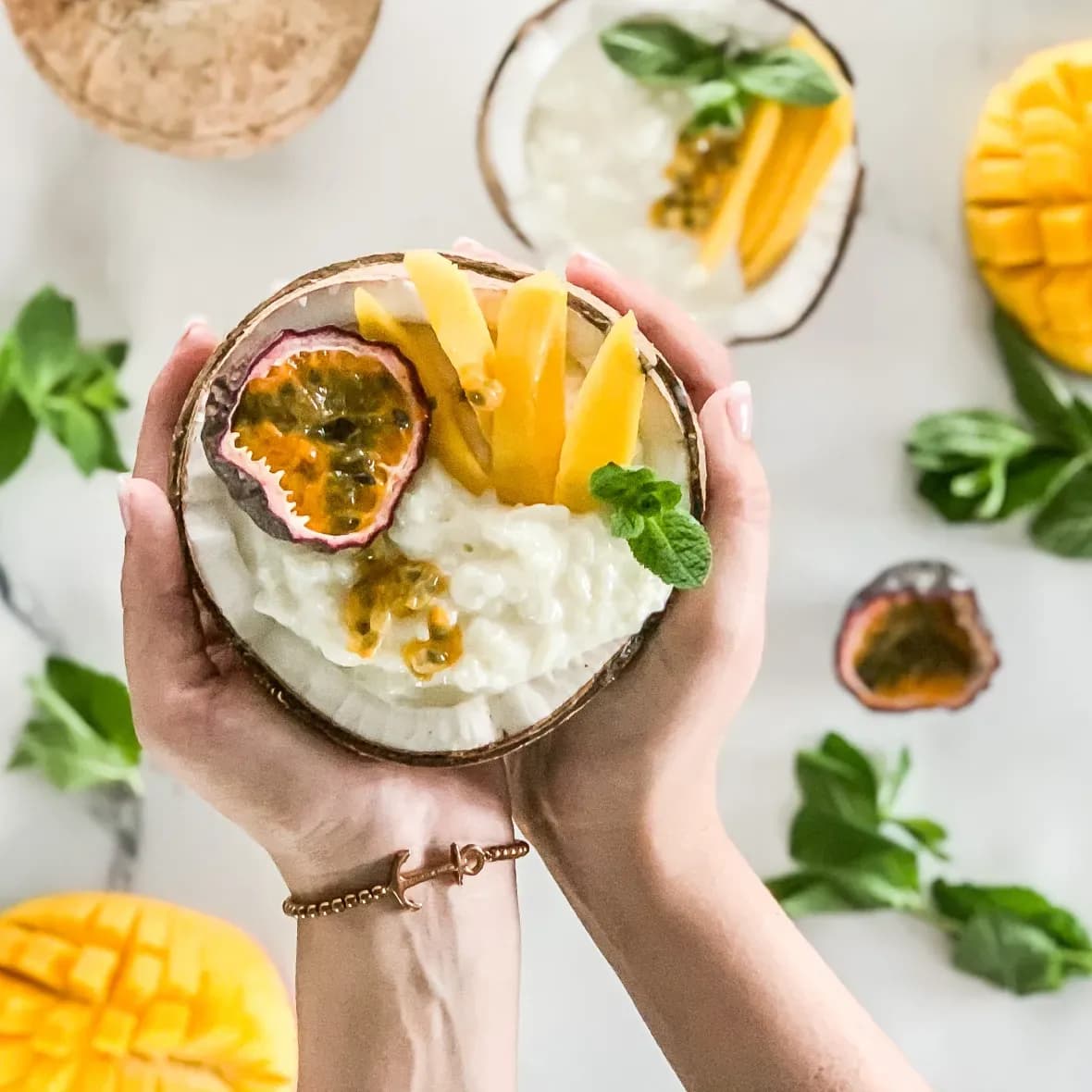 Bild für Kokos-Milchreis mit Passionsfrucht und Mango