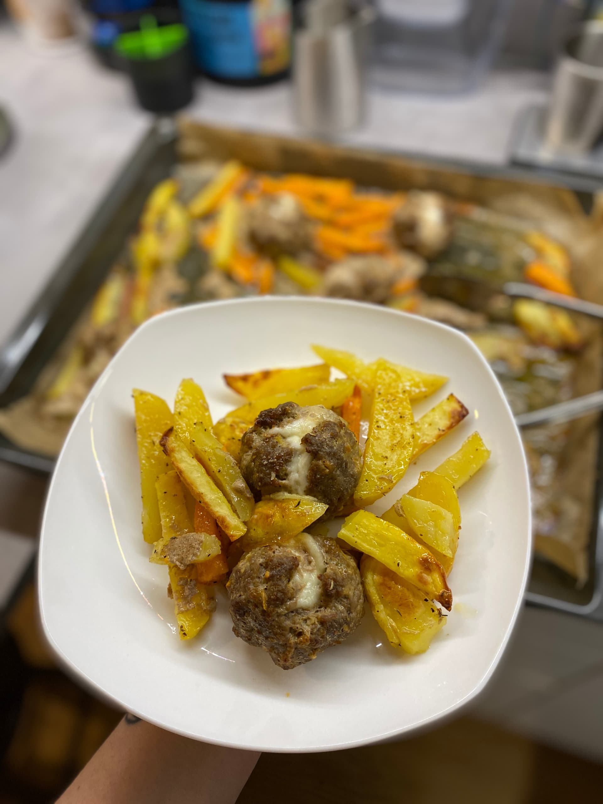 Image for Mozzarella Meatballs with Roasted Potatoes