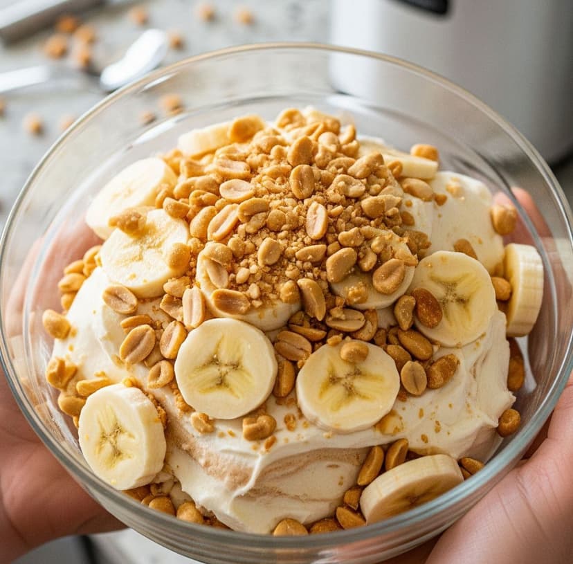 Samtiges Erdnuss-Bananen-Eis mit Englischer Creme Basis Rocely Rezept