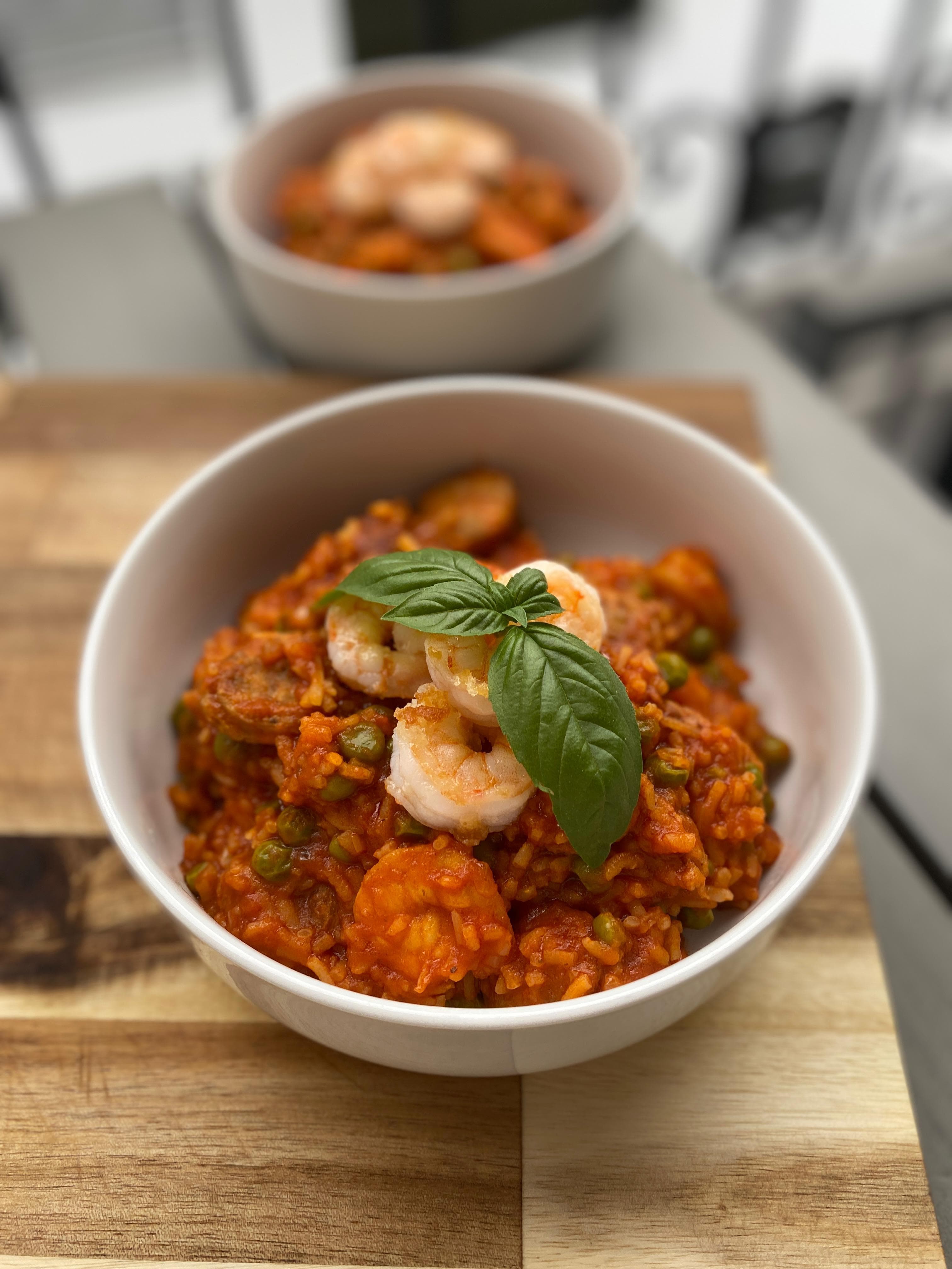 Surf & Turf Garnelen-Wurst-Jambalaya Recipe Image