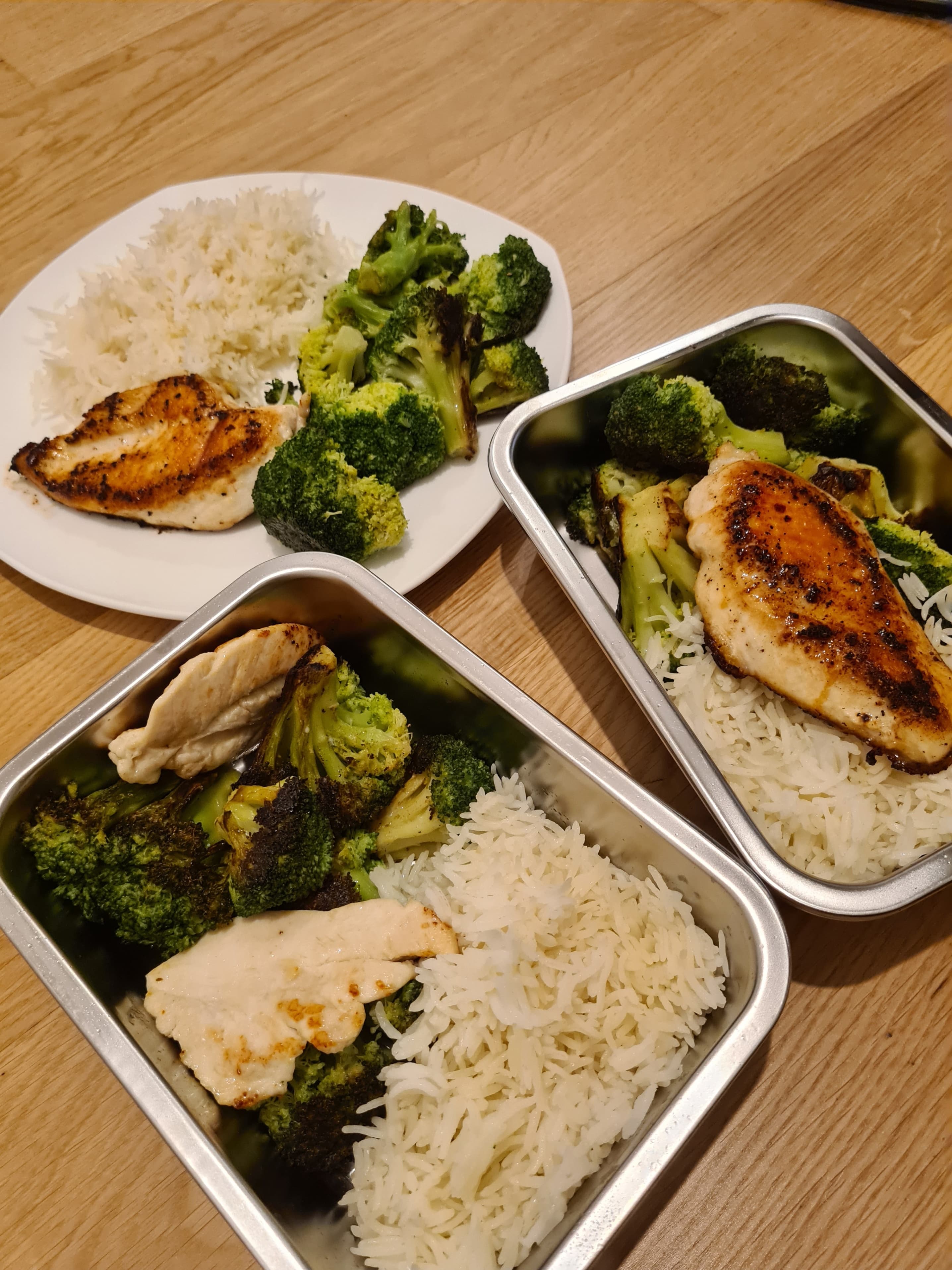 Seared Chicken Breast with Pan-Fried Broccoli and Rice Recipe Image