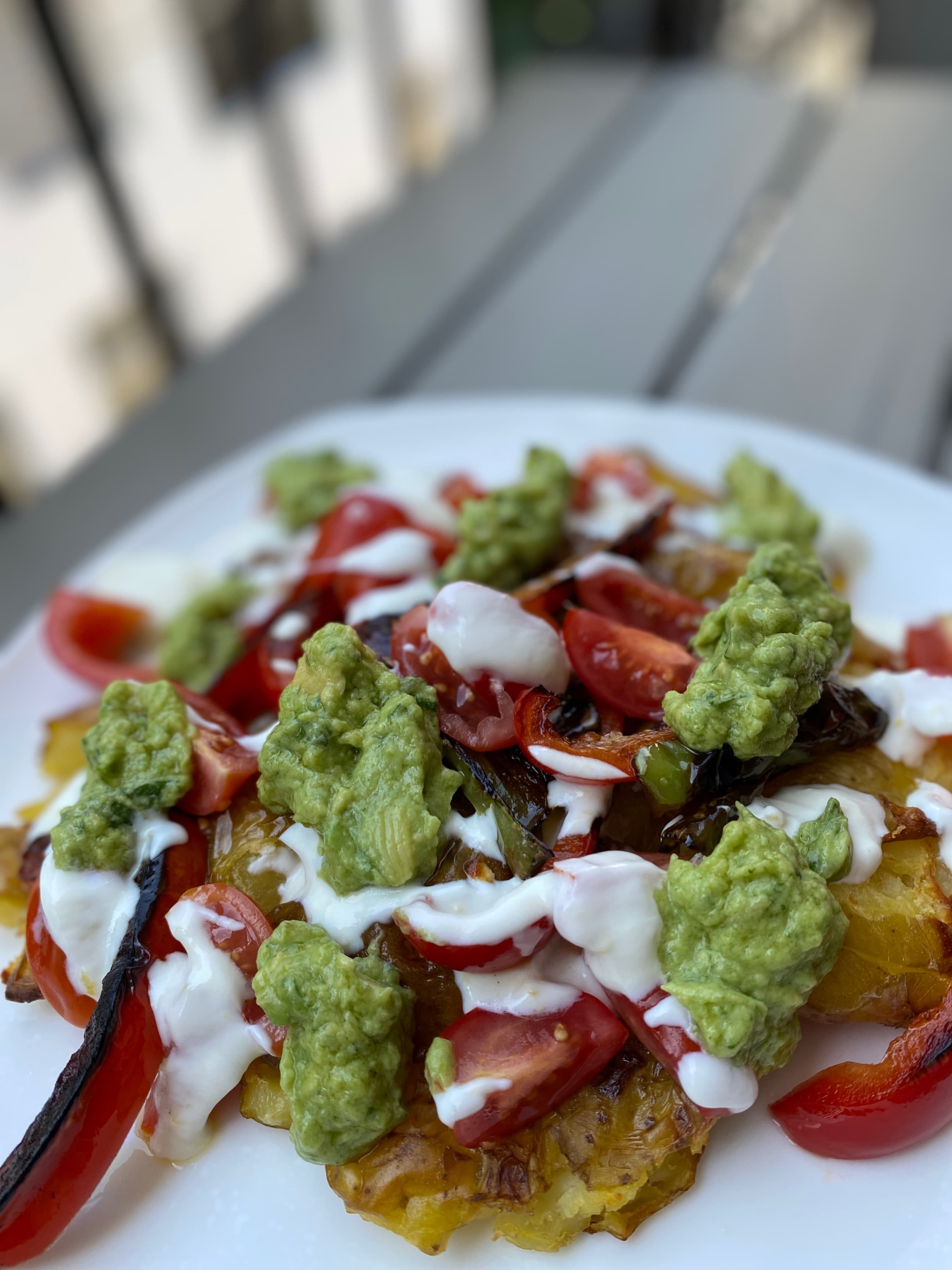 Crispy Smashed Potato Salad with Avocado Mousse Recipe Image