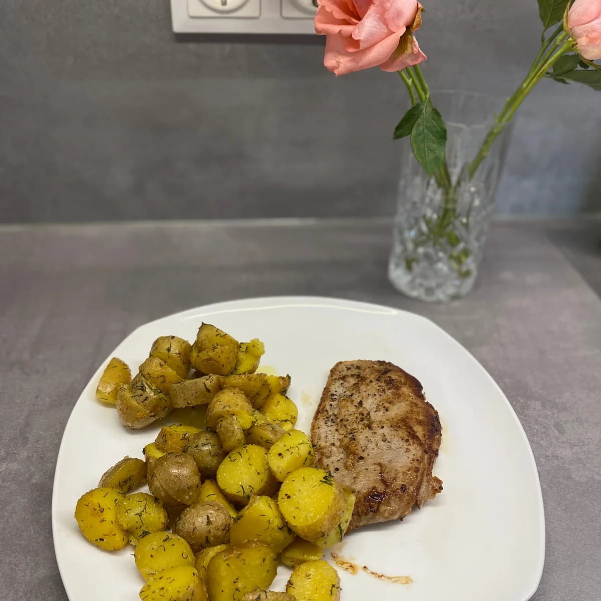 Natural Schnitzel with Baby Potatoes Recipe - Rocely