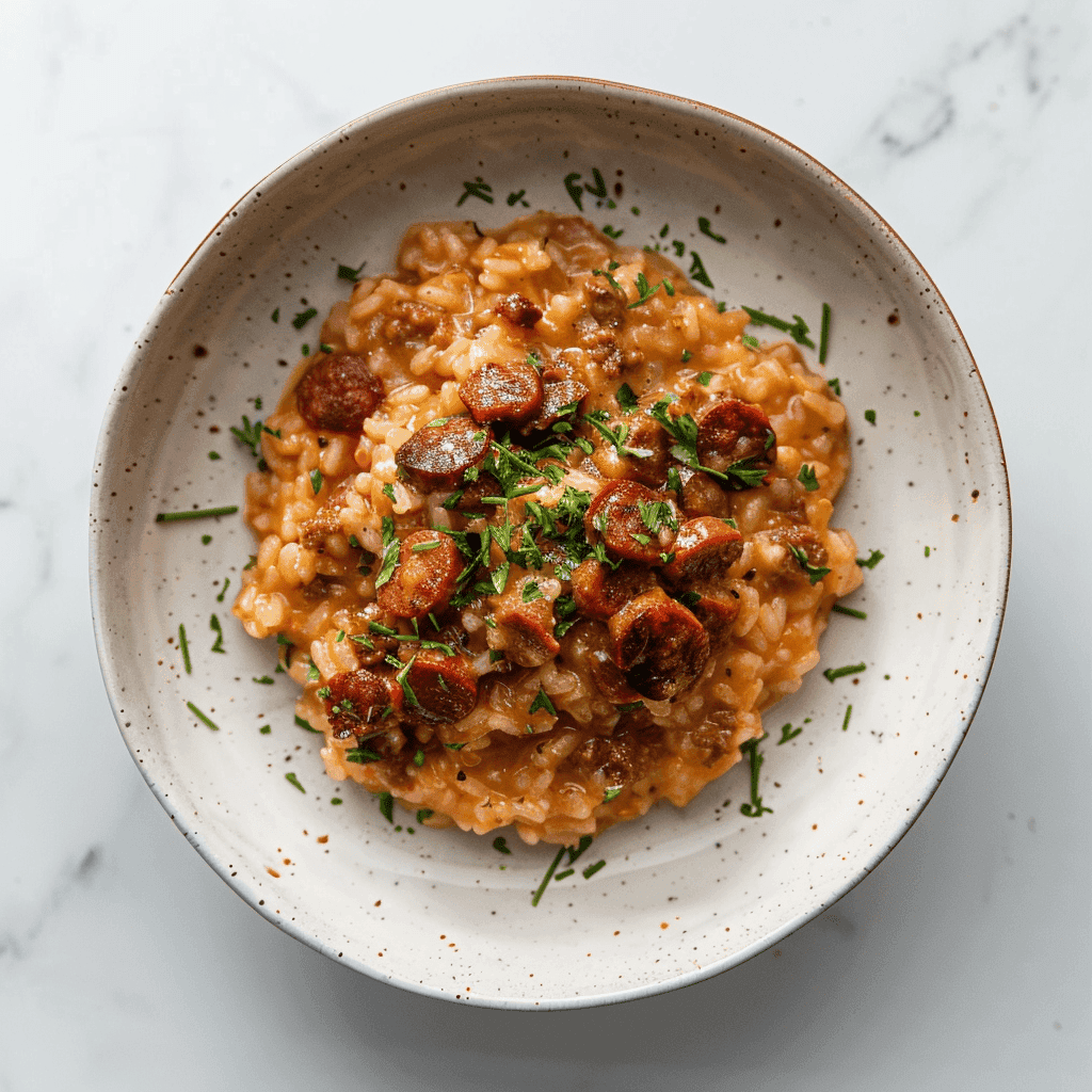 Creamy Chorizo Risotto: A Flavorful Fusion of Italy and Spain Recipe Image