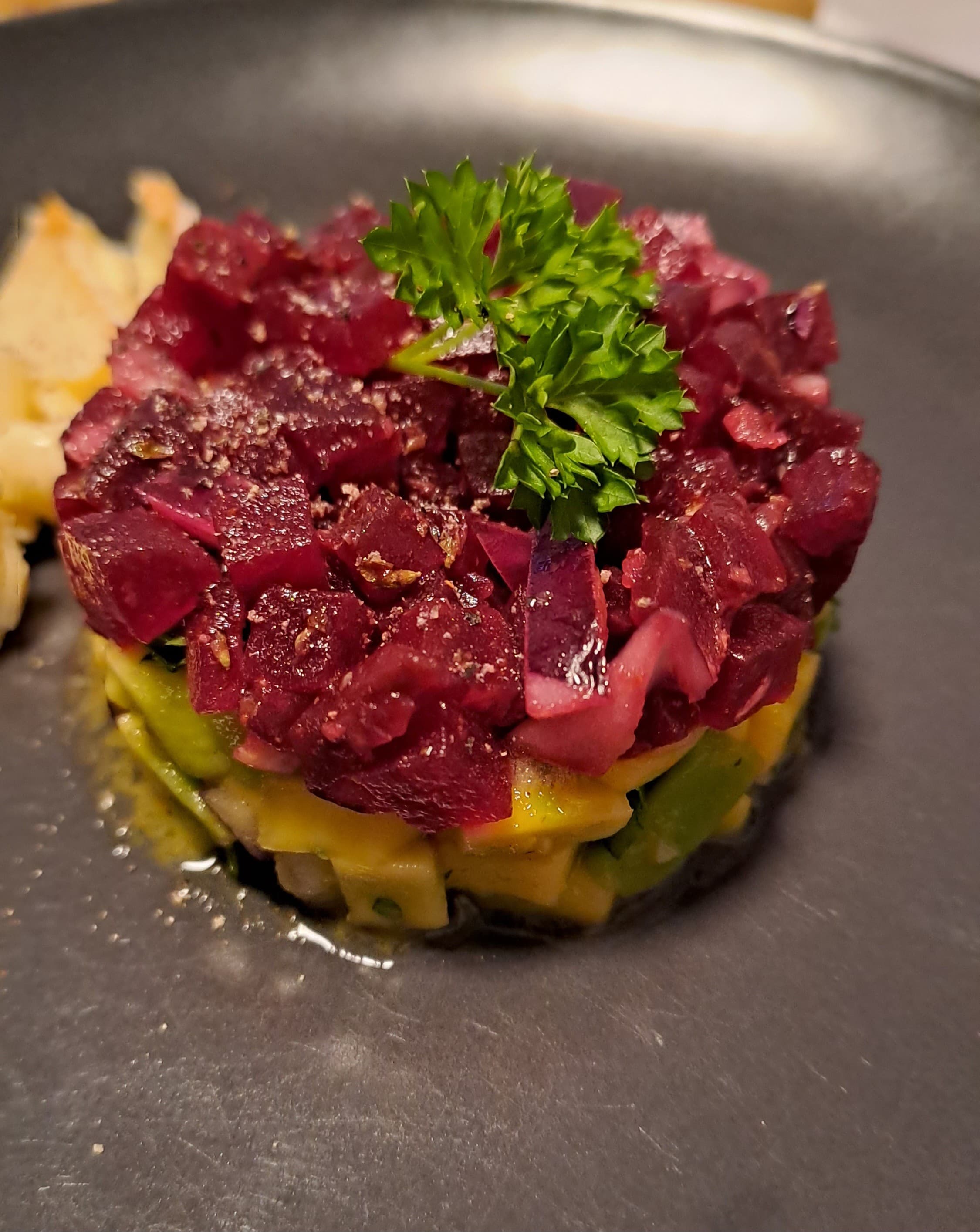 Elegant Beetroot-Avocado Tartare with Ginger and Spicy Accents Recipe Image