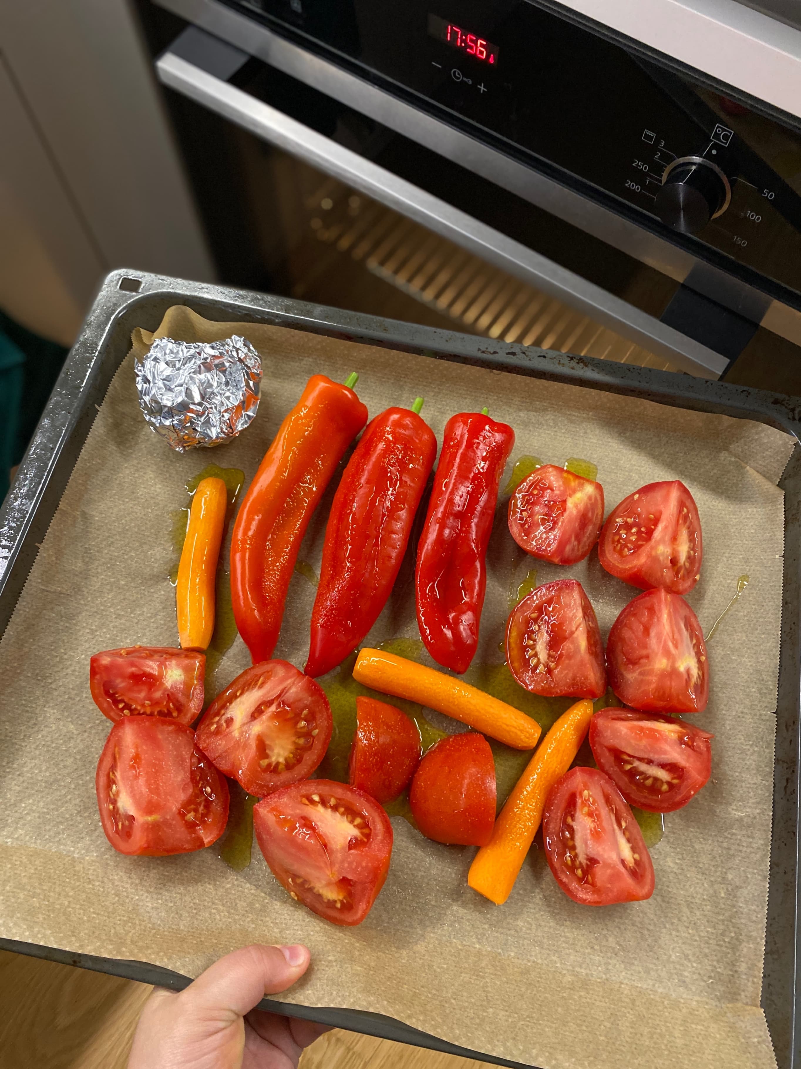 Roasted Red Pepper and Tomato Soup with Basil Recipe Image