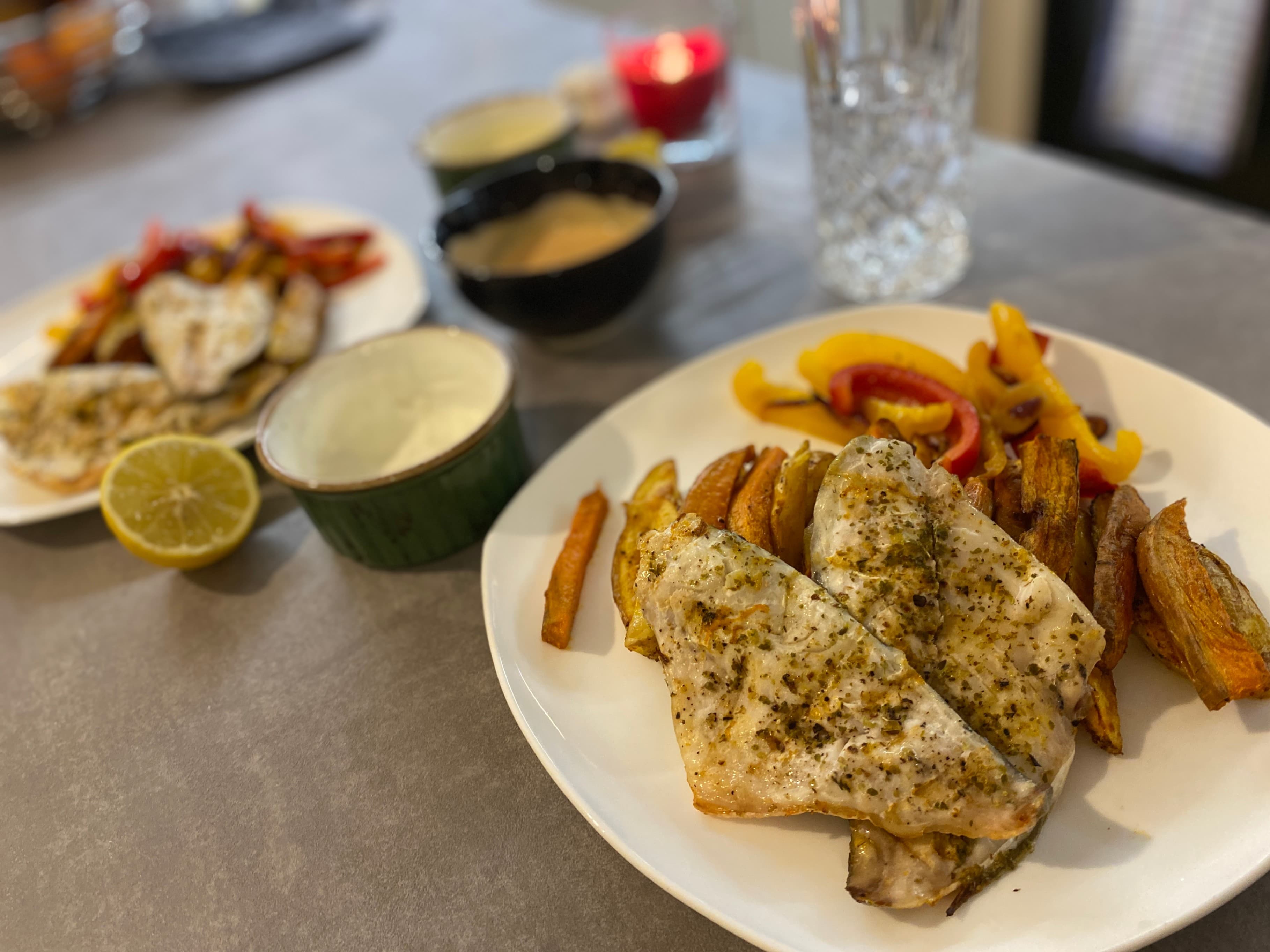 Mediterranean Goldbrass with Roasted Potatoes and Sautéed VeggiesRecipe Image