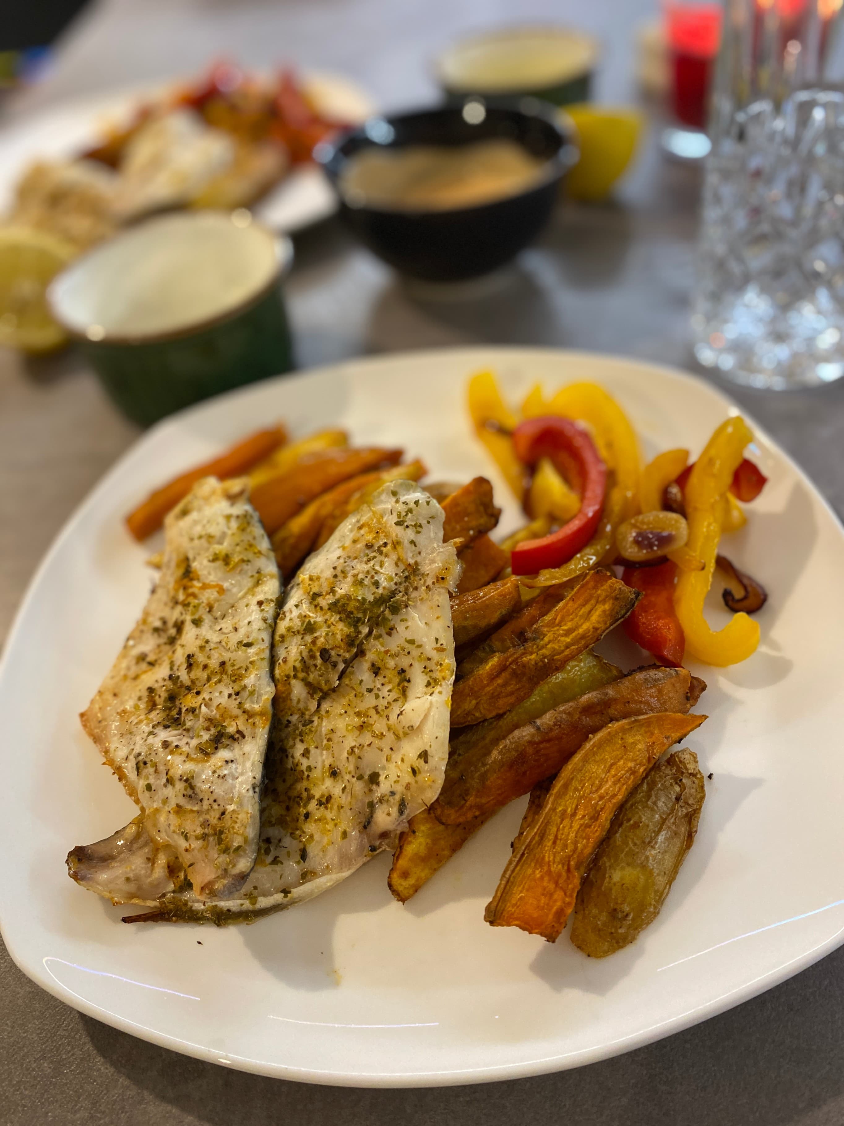 Mediterranean Goldbrass with Roasted Potatoes and Sautéed VeggiesRecipe Image