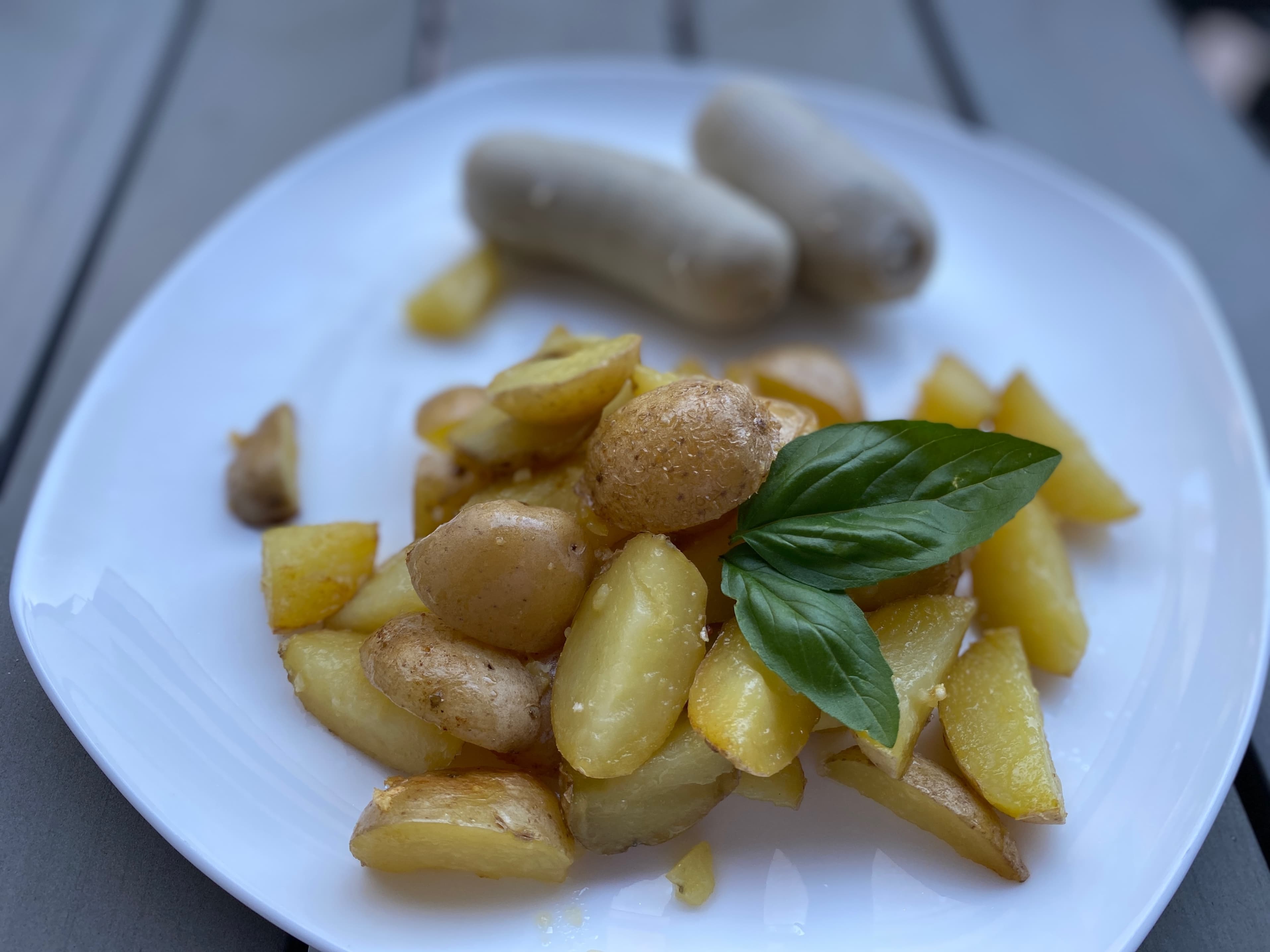 Authentic Bavarian Weisswurst with Potato Salad Recipe Image