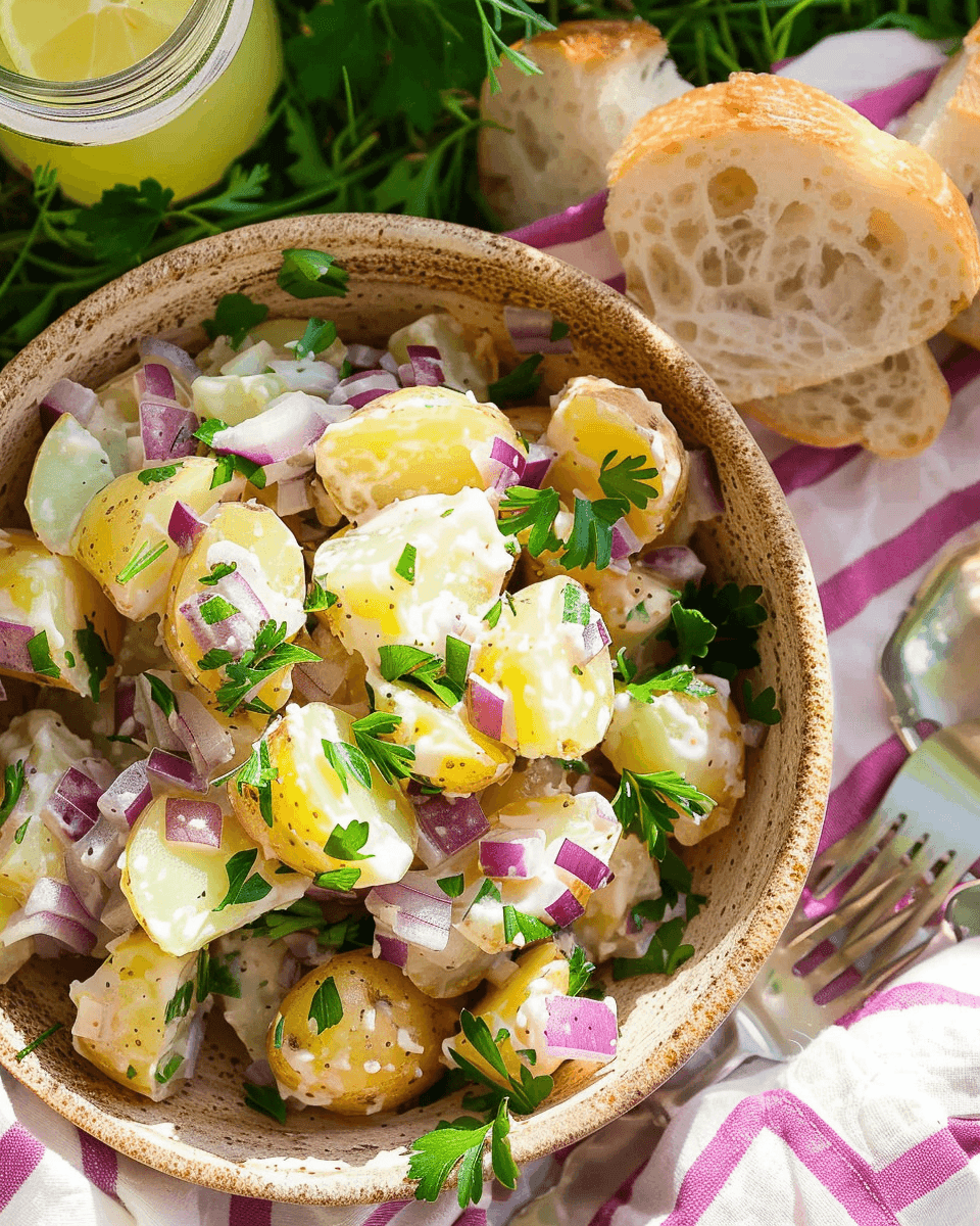 Salade de Pommes de Terre Fraîche aux Herbes et Vinaigrette Légère Recipe Image