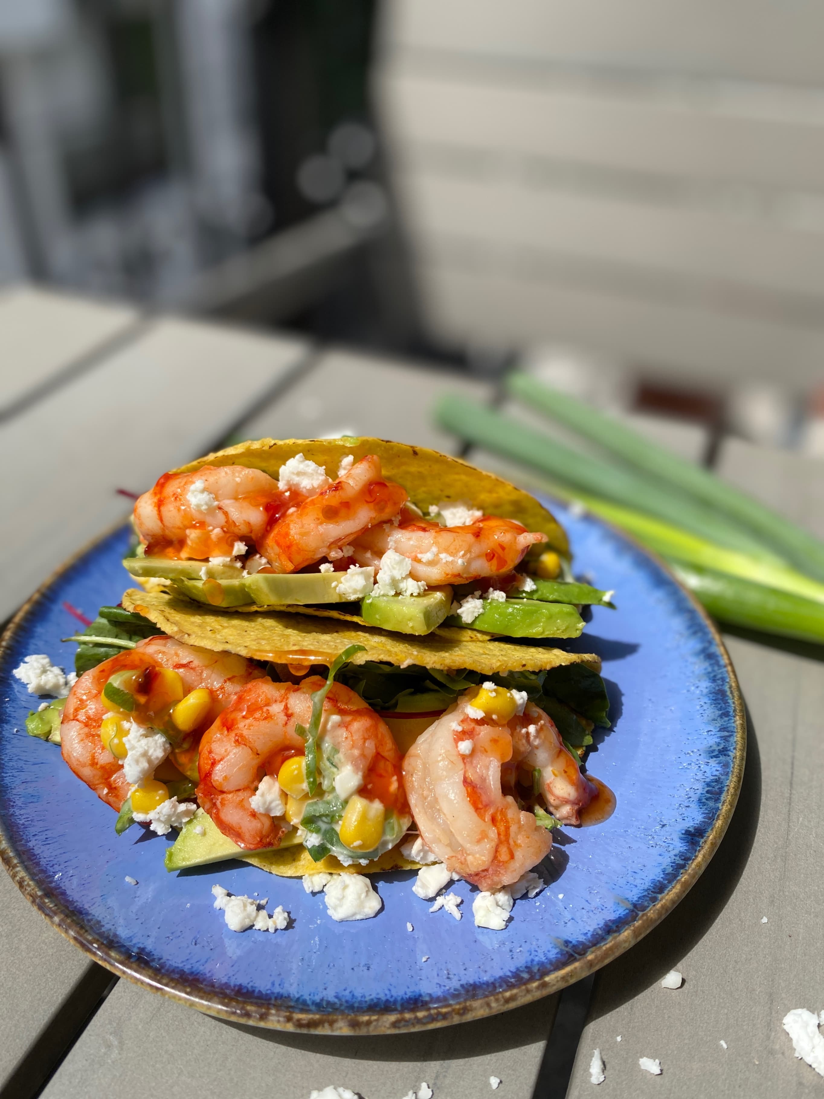 Shrimp Tacos with Street Corn and Sweet Chili Sauce Recipe Image